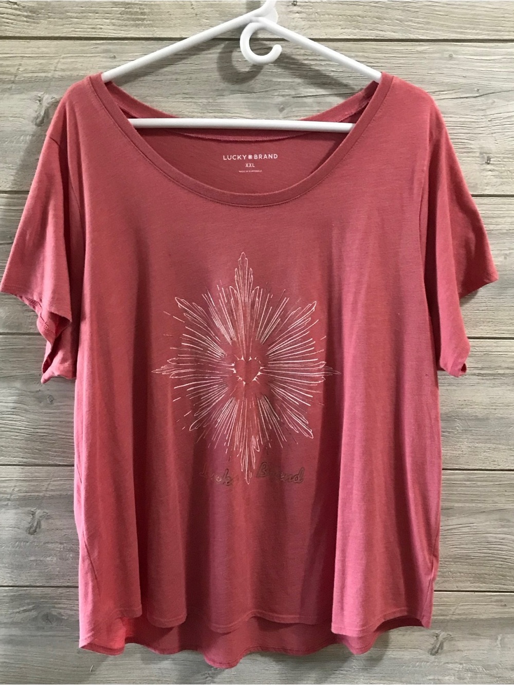 Lucky Brand Women's Dusty Rose Graphic Scoop Neck Tee